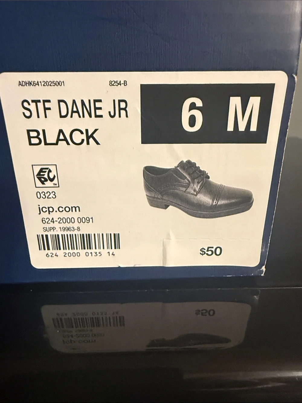 Stafford Black Boys Lace-Up Cap-Toe Dress Shoes